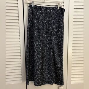 J. Crew Factory Navy Satin Slip Midi Skirt. Size Small